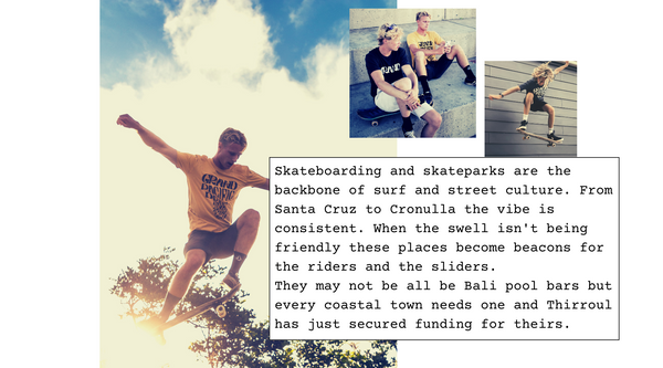 Thirroul skatepark secures funding. Grand Pacific Customs skateboarders at Cronulla skatepark wearing skatewear. 
