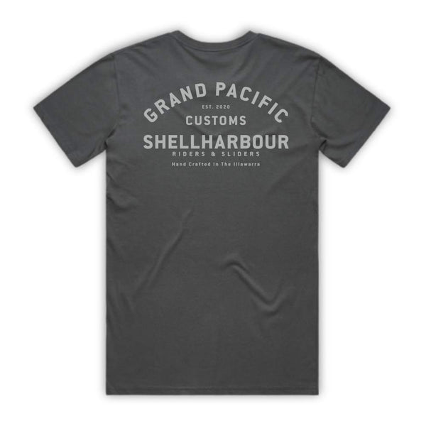 SHELLHARBOUR ADDRESS TEE  in CHARCOAL BLACK
