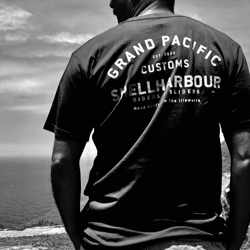 SHELLHARBOUR ADDRESS TEE  in CHARCOAL BLACK