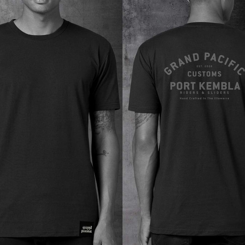address tee worn on body with front and back view