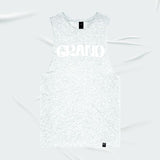 Grand Pacific Customs surfer skater tank singlet in White Marle in GRAND design
